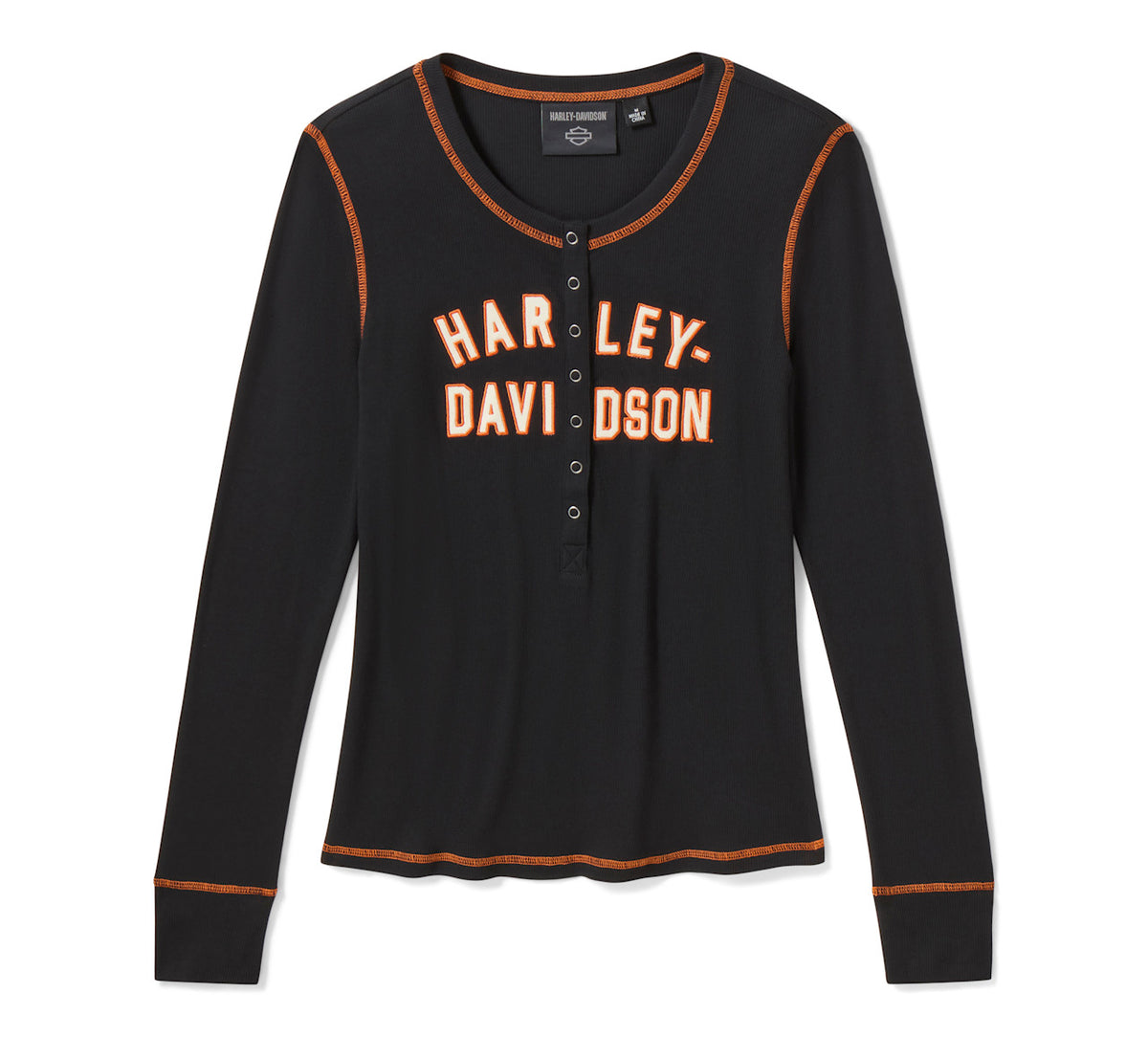 Maglia Henley da donna H-D Essential con bottoni a pressione - Harley Black