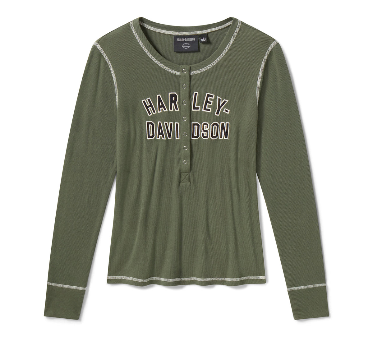 Maglia Henley da donna H-D Essential con bottoni a pressione - Thyme