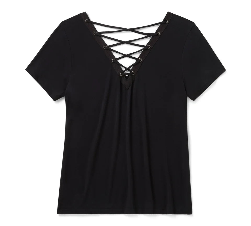 Maglietta a maniche corte Bling H-D® Afterlife con lacci sulla schiena