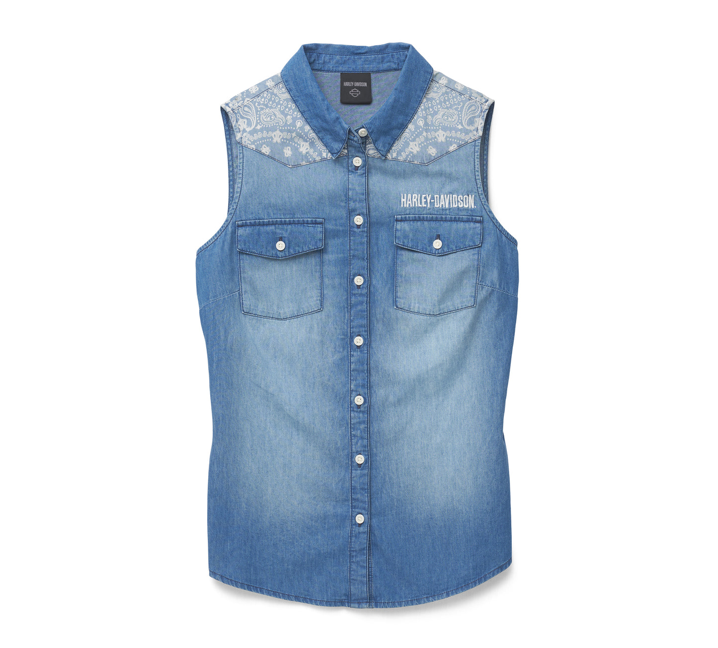 camicia in denim senza maniche Harley-Davidson® Liberty Bell da donna