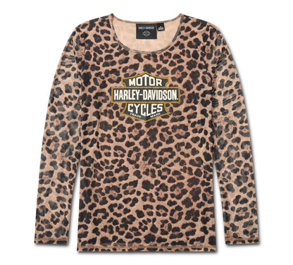 Top da donna H-D American Classic in rete con stampa leopardata