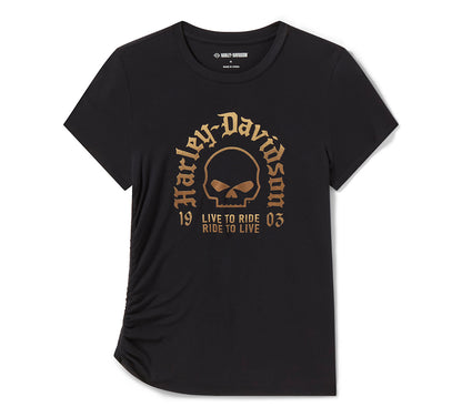 Top asimmetrico da donna Willie G Skull - Harley Black