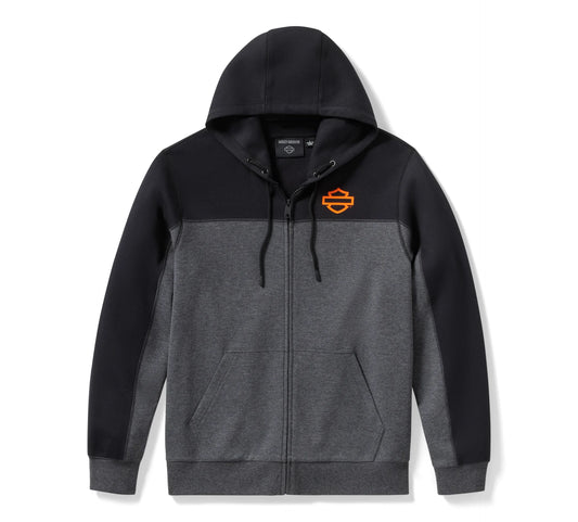 Felpa Zip Uomo Logo Grigio-Nero