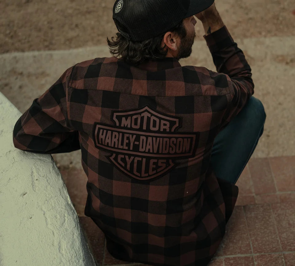 FLANELLA BAR & SHIELD BUFFALO CHECK DA UOMO - PLAID - HARLEY BLACK & COFFEE