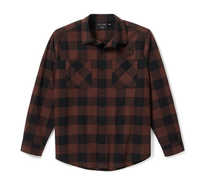 FLANELLA BAR & SHIELD BUFFALO CHECK DA UOMO - PLAID - HARLEY BLACK & COFFEE