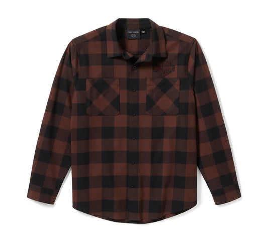 FLANELLA BAR & SHIELD BUFFALO CHECK DA UOMO - PLAID - HARLEY BLACK & COFFEE