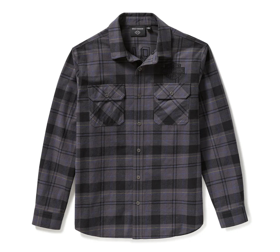 CAMICIA A QUADRI RACER FONT TINTA IN FILO - PLAID - ASPHALT & HARLEY BLACK
