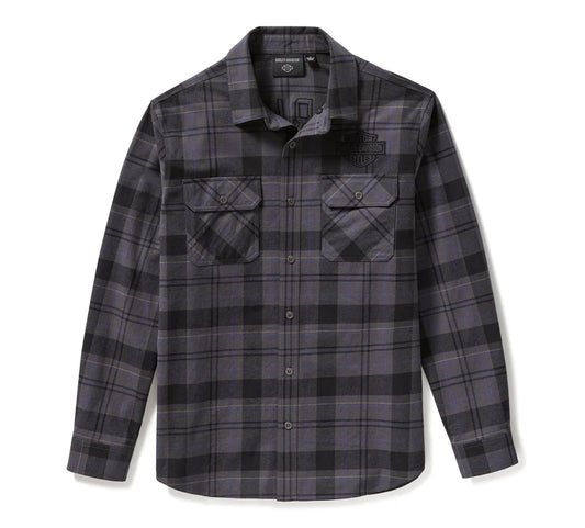 CAMICIA A QUADRI RACER FONT TINTA IN FILO - PLAID - ASPHALT & HARLEY BLACK