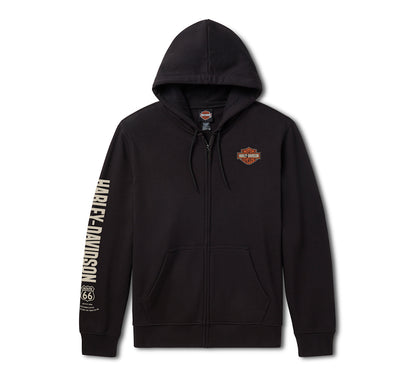 Felpa con cappuccio e zip intera H-D Route 66 Anniversary in pile