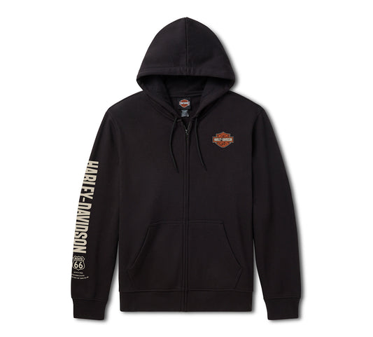 Felpa con cappuccio e zip intera H-D Route 66 Anniversary in pile