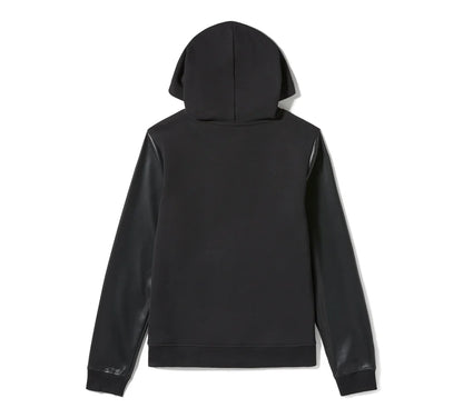 Felpa pullover con maniche in ecopelle - Harley Black
