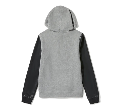 Felpa pullover con maniche in ecopelle - Medium Grey Heather & Harley Black