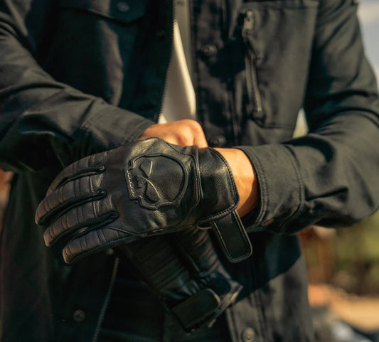 Guanti in pelle Willie G Skull, da uomo