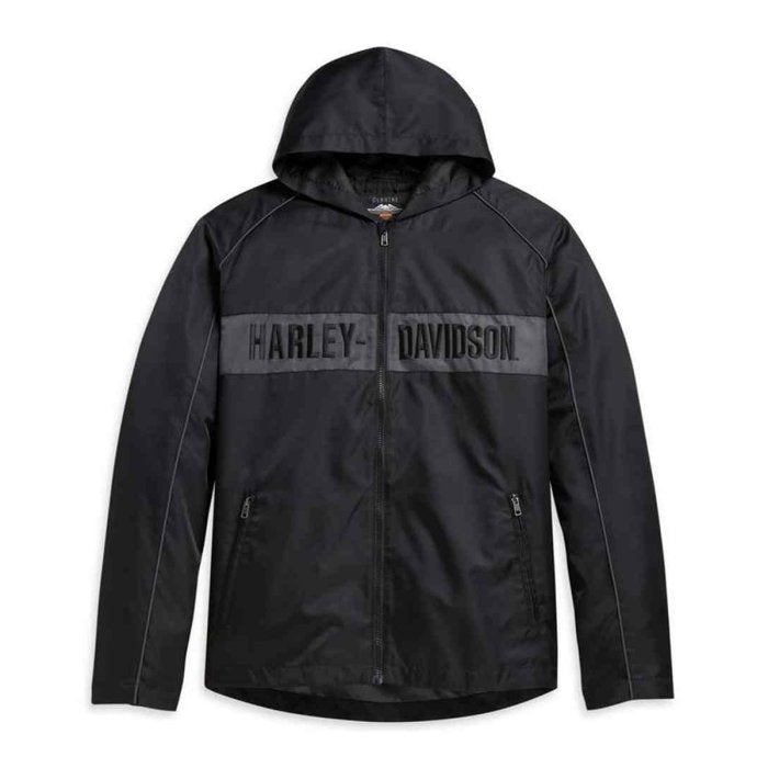 Giacca casual in nylon nero con cappuccio