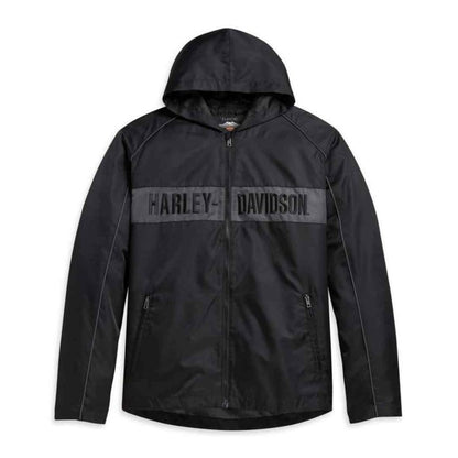 Giacca casual in nylon nero con cappuccio