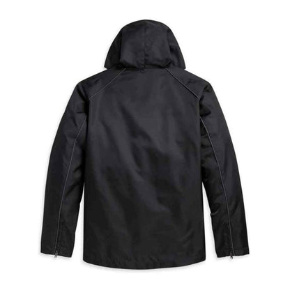 Giacca casual in nylon nero con cappuccio