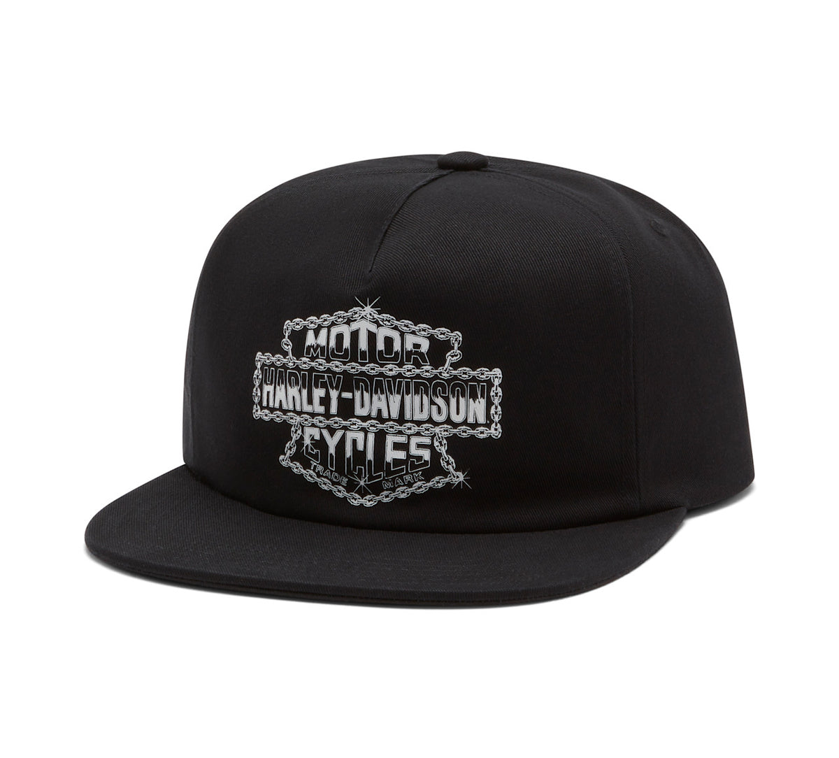 Cappellino da uomo con visiera ribaltabile e catena in stile chopper