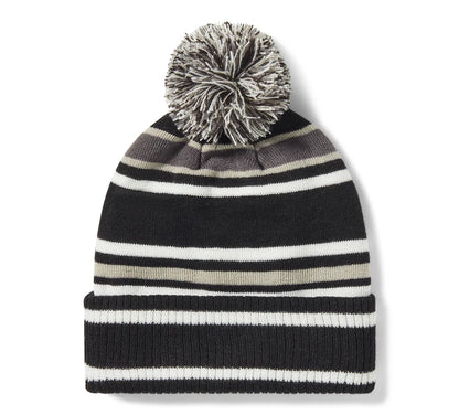 BEANIE CON PON-PON HARLEY-DAVIDSON STRIPE - HARLEY NERO E CLOUD DANCER