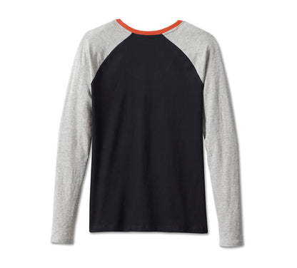 T-shirt raglan a maniche lunghe da donna First-Class - Colorblocking - Black Beauty