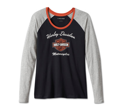 T-shirt raglan a maniche lunghe da donna First-Class - Colorblocking - Black Beauty