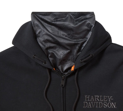 Felpa con zip Harley-Davidson Willie G Skull Ghetta nera