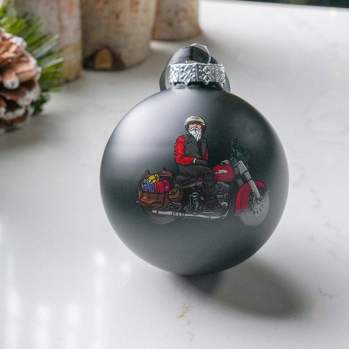 Decorazione per albero di Natale Biker Santa HD
