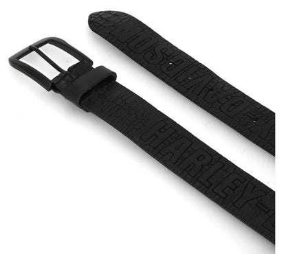 Cintura in pelle con logo HD in rilievo da uomo Harley-Davidson® Cracked Earth - Nera