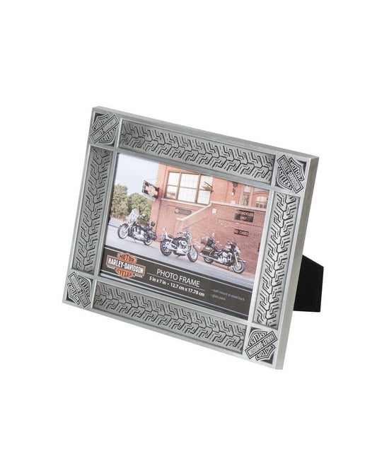 Cornice Harley-Davidson® Tire Tread Tin Plated Picture Frame - Holds 5" x 7" Photo