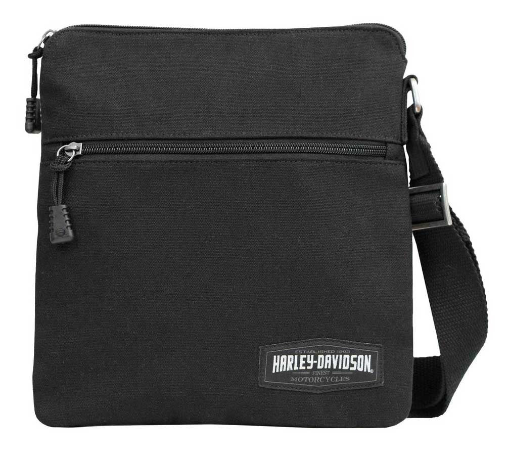 Borsa a tracolla in tela Harley-Davidson® HD Script da uomo, nera