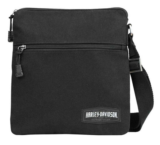 Borsa a tracolla in tela Harley-Davidson® HD Script da uomo, nera
