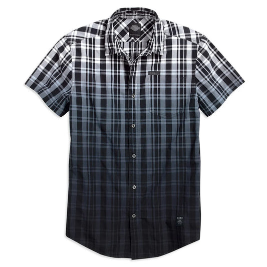 Camicia da uomo a maniche corte a quadri con effetto dip-dye