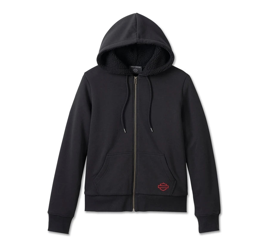 Felpa con zip Road Home frontale foderata in sherpa da donna Harley-Davidson®