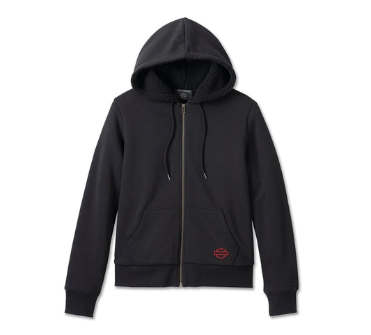 Felpa con zip Road Home frontale foderata in sherpa da donna Harley-Davidson®
