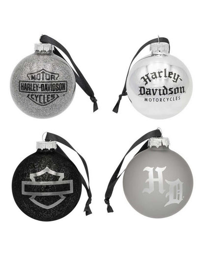 Set di 4 Palline di Natale Harley-Davidson® Old English Christmas Baubles / Ornament