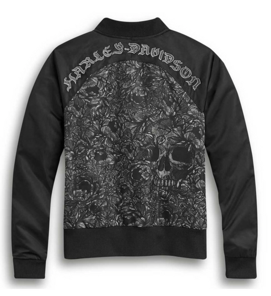 Giacca Bomber con teschio e stampa allover